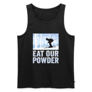 Skifahrer Eat our powder Ski - Männer Premium Bio Tank Top - Schwarz - Vorne - AI Model Male 178 light (178cm)