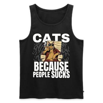 Katzen Katze Katzenshirt Katze Geschenkidee kitten - Männer Premium Bio Tank Top - Schwarz - Vorne - Michal (187cm)