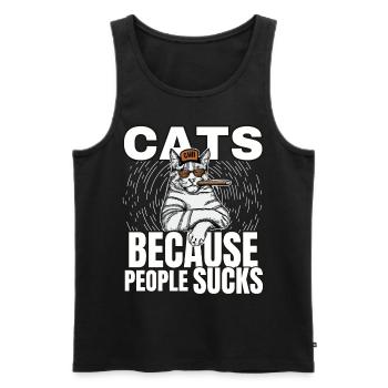 Katzen Katze Katzenshirt Katze Geschenkidee kitten - Männer Premium Bio Tank Top - Schwarz - Vorne - Michal (187cm)
