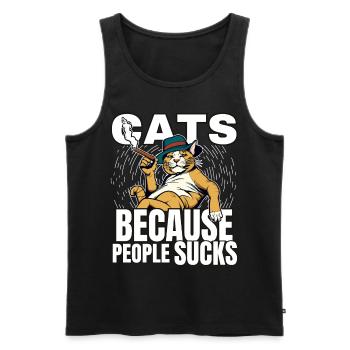 Katzen Katze Katzenshirt Katze Geschenkidee kitten - Männer Premium Bio Tank Top - Schwarz - Vorne - Michal (187cm)
