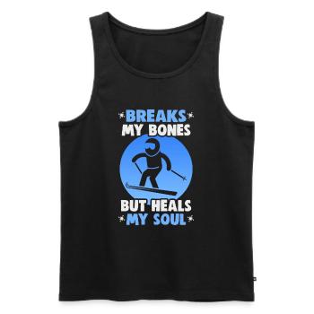 Skifahrer Breaks my bones but heals my soul Ski - Männer Premium Bio Tank Top - Schwarz - Vorne - AI Model Male 178 light (178cm)