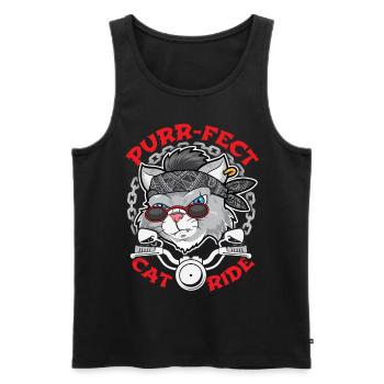Motorradfahrer Katze, lustiges Biker-Motiv - Männer Premium Bio Tank Top - Schwarz - Vorne - Michal (187cm)