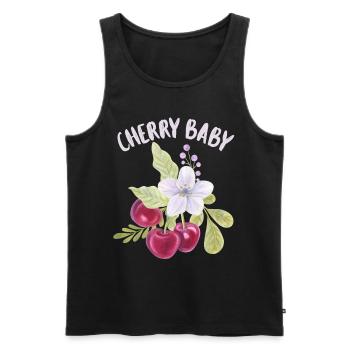 Cherry, Cherry-Fruit funny saying Cherry-Baby - Men's Premium Organic Tank Top - black - Front - AI Model Male 178 light (178cm)
