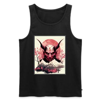 Japon Démon Japonais Cerisier Fleur Montagnes Rétro - Débardeur bio Premium Homme - noir - Devant - Michal (187cm)