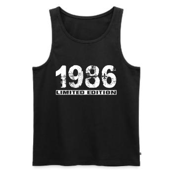Limited Edition 1986 - Men's Premium Organic Tank Top - black - Front - AI Model Male 178 light (178cm)