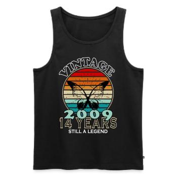 Jahrgang 14. Geburtstag 2009 Sportgeschenk - Männer Premium Bio Tank Top - Schwarz - Vorne - Michal (187cm)