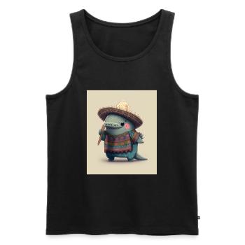 Poisson Mexicain Marche Kawaii Dabbing Mexicain - Débardeur bio Premium Homme - noir - Devant - AI Model Male 178 light (178cm)