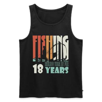 18 Jahre alt, Fischer Angler Geburtsspruch - Männer Premium Bio Tank Top - Schwarz - Vorne - AI Model Male 178 light (178cm)