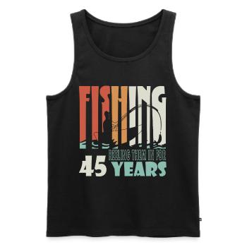 45 Jahre alt, Fischer Angler Geburtsspruch - Männer Premium Bio Tank Top - Schwarz - Vorne - Michal (187cm)