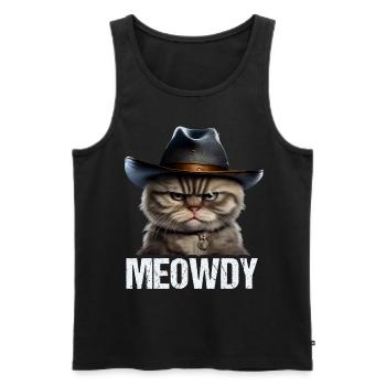 Meowdy Funny cat Meme for Cat Lovers - Männer Premium Bio Tank Top - Schwarz - Vorne - AI Model Male 178 light (178cm)