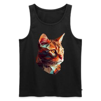 Cat Cats Kitten Polygon Cat - Men's Premium Organic Tank Top - black - Front - AI Model Male 178 light (178cm)