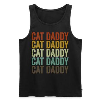 Chat Papa Fête des Pères Chat - Débardeur bio Premium Homme - noir - Devant - Michal (187cm)