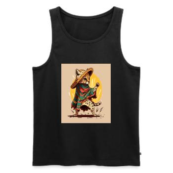 Ocelot Wearing Sombrero Kawaii Dabbing Ocelot - Men's Premium Organic Tank Top - black - Front - Michal (187cm)