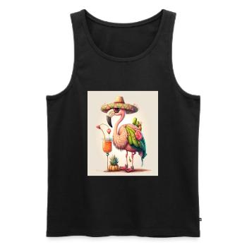 Flamingo Playing Musical Instruments Mexican - Männer Premium Bio Tank Top - Schwarz - Vorne - Michal (187cm)
