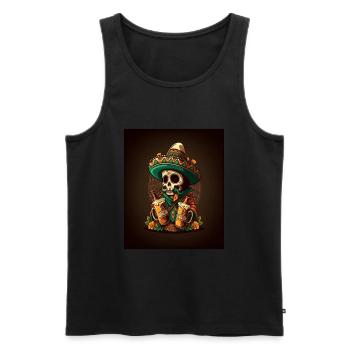 Sugar Skull Wearing Sombrero Drunk Mexican Sugar - Männer Premium Bio Tank Top - Schwarz - Vorne - Michal (187cm)