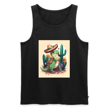 Dinosaur Lover Green Dinosaur Wearing Sombrero - Men's Premium Organic Tank Top - black - Front - AI Model Male 178 light (178cm)