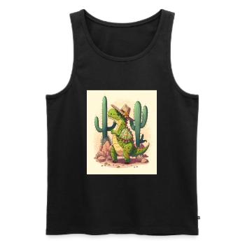 Dinosaur Lover Green Dinosaur Wearing Sombrero - Men's Premium Organic Tank Top - black - Front - AI Model Male 178 light (178cm)