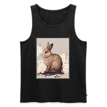 Lapin Lapin Fleur de Cerisier Japon Japonais - Débardeur bio Premium Homme - noir - Devant - Michal (187cm)