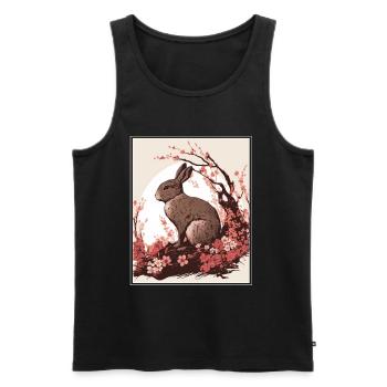 Lapin Lapin Fleur de Cerisier Japon Japonais - Débardeur bio Premium Homme - noir - Devant - Michal (187cm)