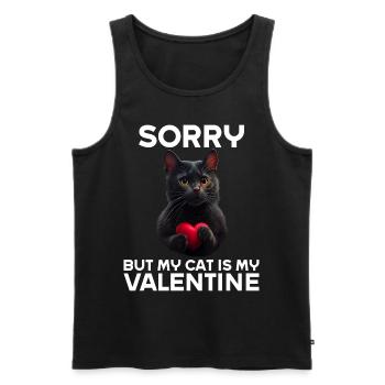 Désolé, mais mon chat est mon Valentin - Débardeur bio Premium Homme - noir - Devant - Michal (187cm)