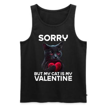 Désolé, mais mon chat est mon Valentin - Débardeur bio Premium Homme - noir - Devant - Michal (187cm)