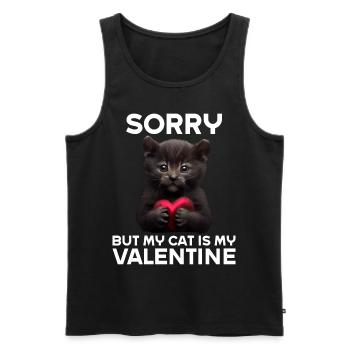 Désolé, mais mon chat est mon Valentin - Débardeur bio Premium Homme - noir - Devant - Michal (187cm)