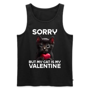 Désolé, mais mon chat est mon Valentin - Débardeur bio Premium Homme - noir - Devant - Michal (187cm)