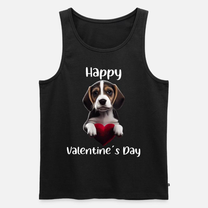 Happy Valentins Day Beagle - Männer Premium Bio Tank Top - Schwarz