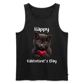 Chat de la Saint-Valentin - Débardeur bio Premium Homme - noir - Devant - Michal (187cm)