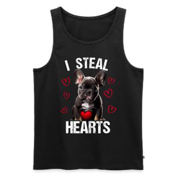 Je vole des cœurs chien Frenchie français bulldog - Débardeur bio Premium Homme - noir - Devant - Michal (187cm)