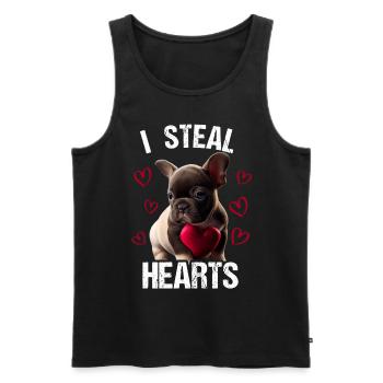 Je vole des cœurs chien Frenchie français bulldog - Débardeur bio Premium Homme - noir - Devant - Michal (187cm)