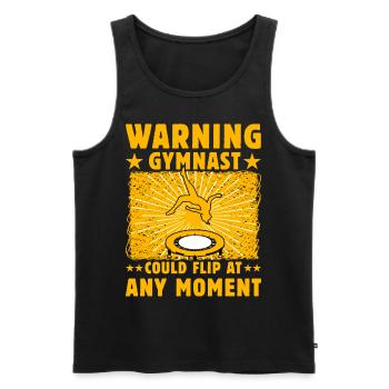 Warnung: Turnerin könnte jeden Moment umkippen - Männer Premium Bio Tank Top - Schwarz - Vorne - Michal (187cm)