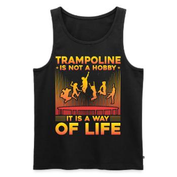 Trampolin ist kein Hobby, sondern eine Lebenseinstellung - Männer Premium Bio Tank Top - Schwarz - Vorne - Michal (187cm)