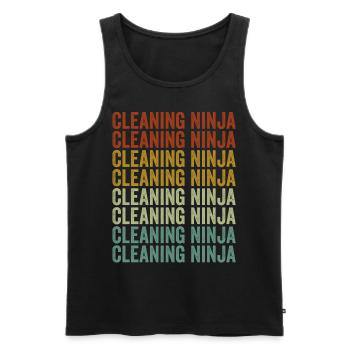 Cleaning Ninja School Caretaker Cleaning Ninja - Men's Premium Organic Tank Top - black - Front - AI Model Male 178 light (178cm)