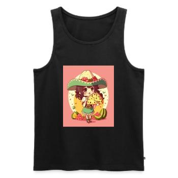 Anime Girl portant Sombrero Anime Girl portant - Débardeur bio Premium Homme - noir - Devant - Michal (187cm)
