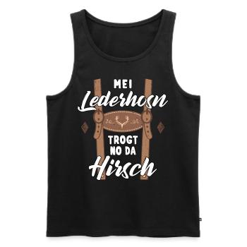 Mei Lederhose T-Shirt Herren Trachtenshirt Tracht - Männer Premium Bio Tank Top - Schwarz - Vorne - Michal (187cm)