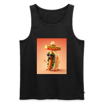 Mexican Hotdog Lover Dabbing Mexican Hotdog - Men's Premium Organic Tank Top - black - Front - Michal (187cm)