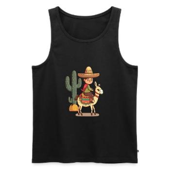 Boy In Mexican Costume Mexican Boy Riding Llama - Männer Premium Bio Tank Top - Schwarz - Vorne - Michal (187cm)