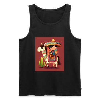 Boy In Mexican Costume Mexican Boy Riding Llama - Männer Premium Bio Tank Top - Schwarz - Vorne - Michal (187cm)