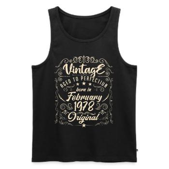 Vintage Jahrgang Februar 1978 Jubiläum Februar - Männer Premium Bio Tank Top - Schwarz - Vorne - Michal (187cm)
