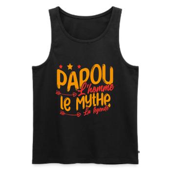 Grand-Père Papou l'Homme le Mythe la Légende - Débardeur bio Premium Homme - noir - Devant - Michal (187cm)