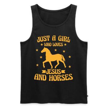 juste une fille qui aime jesus et les chevaux - Débardeur bio Premium Homme - noir - Devant - Michal (187cm)