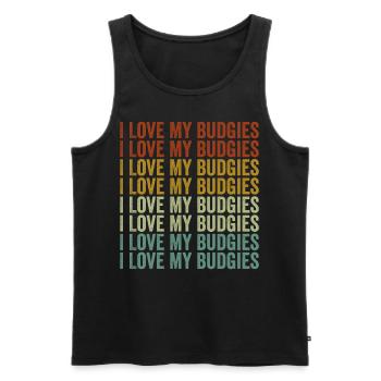J’adore mes perruches Perruches Budgerigars - Débardeur bio Premium Homme - noir - Devant - Michal (187cm)