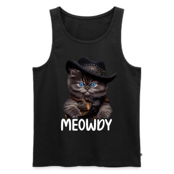 Meowdy Funny cat Meme for Cat Lovers - Männer Premium Bio Tank Top - Schwarz - Vorne - AI Model Male 178 light (178cm)