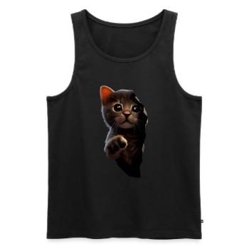 Chat mignon Chaton Craqué Chat Amants Chats Chats - Débardeur bio Premium Homme - noir - Devant - Michal (187cm)