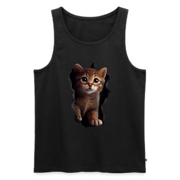 Katze süßes Kätzchen Riss Katzenliebhaber Katzen - Männer Premium Bio Tank Top - Schwarz - Vorne - Michal (187cm)