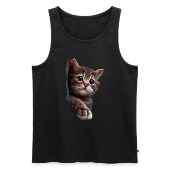 Katze süßes Kätzchen Riss Katzenliebhaber Katzen - Männer Premium Bio Tank Top - Schwarz - Vorne - Michal (187cm)