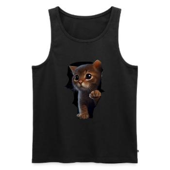 Chat mignon Chaton Craqué Chat Amants Chats Chats - Débardeur bio Premium Homme - noir - Devant - Michal (187cm)