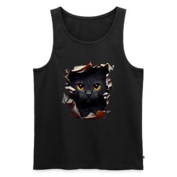 Chat mignon Chaton Craqué Chat Amants Chats Chats - Débardeur bio Premium Homme - noir - Devant - Michal (187cm)