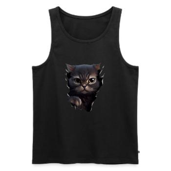 Katze süßes Kätzchen Riss Katzenliebhaber Katzen - Männer Premium Bio Tank Top - Schwarz - Vorne - Michal (187cm)